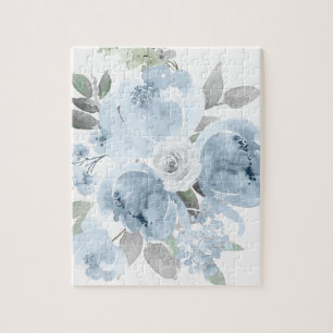 Blumenmädchen-Geschenk Dusty Blue Hochzeitsblumens Puzzle