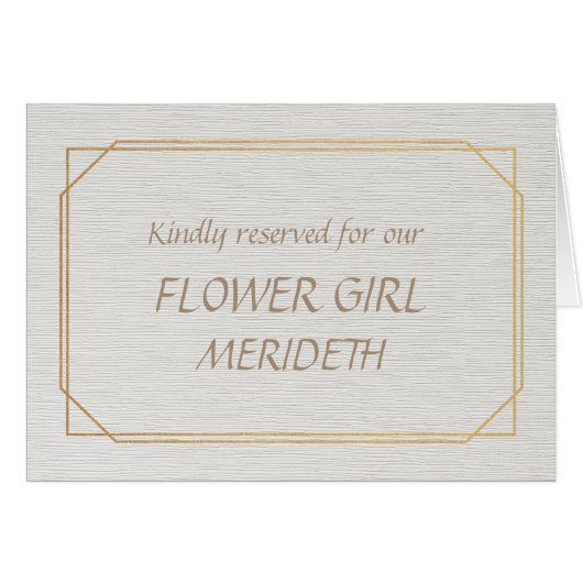 Blumenmädchen Gold- und Weiß-Platzkarten (Vorderseite (Horizontal))