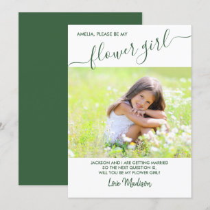 Blumenmädchen Grün und Weiß Foto Antrags Karte