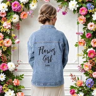 Blumenmädchen Hochzeitsstich Brautparty Jeansjacke