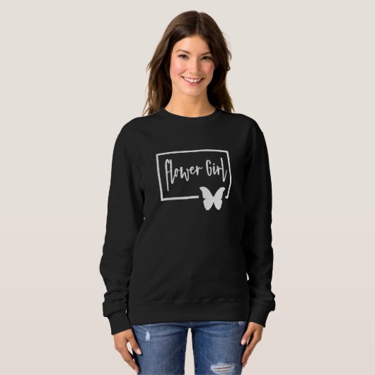 Blumenmädchen - Hochzeitstag Bride Cursive Butterf Sweatshirt (Vorne ganz)