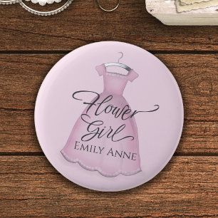 Blumenmädchen Hübsche Hochzeit Süß Personalisiert Button