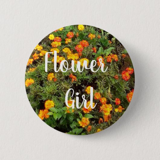 Blumenmädchen im Vintage Botanischen Garten Button (Vorderseite)