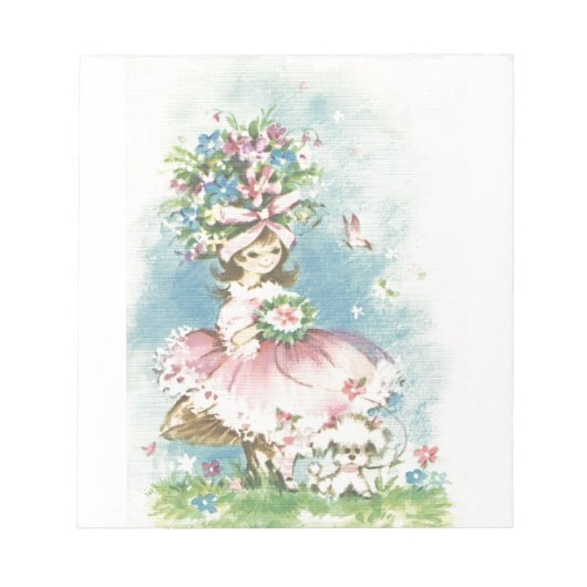 Blumenmädchen im Vintage-Stil Notizblock (Vorderseite)