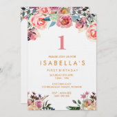 Blumenmädchen im Wasserfarbenbereich - Einladung z (Vorne/Hinten)