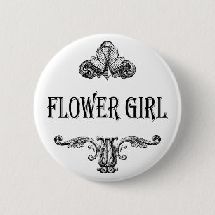 Blumenmädchen-Knopf Button