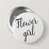 Blumenmädchen-Knopf – Schwarzes Schrift-Design Button (Vorne & Hinten)
