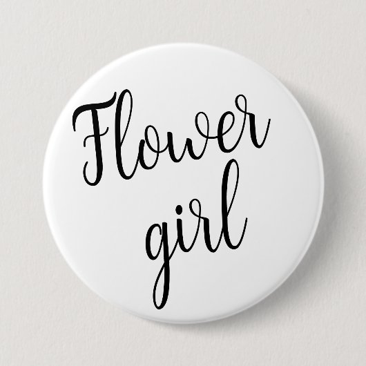 Blumenmädchen-Knopf – Schwarzes Schrift-Design Button (Vorderseite)