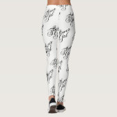 Blumenmädchen Leggings - Schwarz auf Weiß (Rückseite)