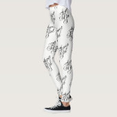 Blumenmädchen Leggings - Schwarz auf Weiß (Links)