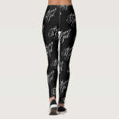Blumenmädchen Leggings - Weiß auf Schwarz (Rückseite)
