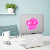 Blumenmädchen Lila Rosa Rose Personalisierter Name Aufkleber (Laptop auf Schreibtisch)