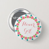Blumenmädchen Niedliche Kalligrafie Hochzeit Button (Vorne & Hinten)