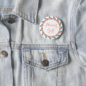 Blumenmädchen Niedliche Kalligrafie Hochzeit Button (Beispiel)