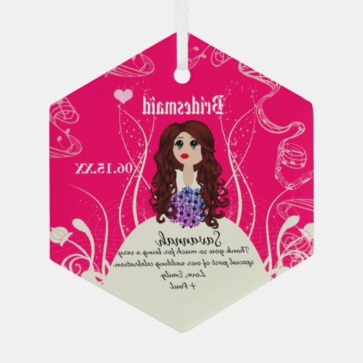 Blumenmädchen oder Hochzeitsmädchen Ornament Aus Glas (Rückseite)