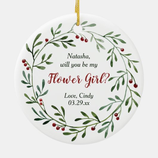 Blumenmädchen Personalisierter Vorschlag Grünreath Keramik Ornament (Hinten)