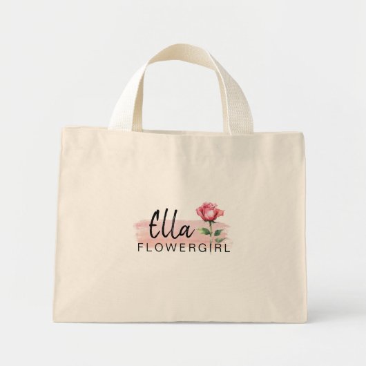 Blumenmädchen Pink Rose Tote Beutel - Wertvoller K Mini Stoffbeutel (Vorne)