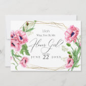 Blumenmädchen | Pink Watercolor Pflaumen Einladung (Vorderseite)