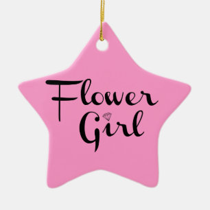 Blumenmädchen Retro Schrift Schwarz auf Rosa Keramikornament