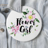 Blumenmädchen Rosa Blumenwasser Hochzeit Button (Beispiel)