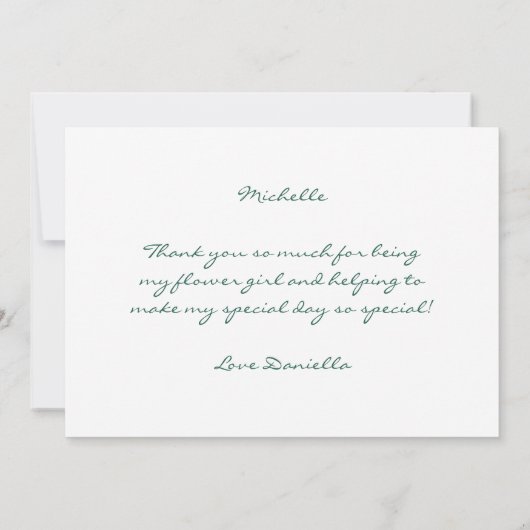 Blumenmädchen Rosa Blumenzettel Hochzeit Dankeskarte (Rückseite)