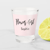 Blumenmädchen Rosa Brautparty-Skript Schnapsglas (Vorderseite)
