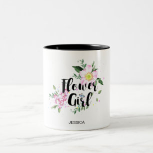 Blumenmädchen Rosa Florale Wasserfarbe Hochzeit Zweifarbige Tasse