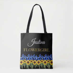 Blumenmädchen Rustikale Bluebells & Sonnenblumen H Tasche