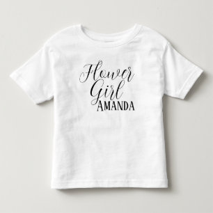 Blumenmädchen Schwarz Moderne Skript Custom Weddin Kleinkind T-shirt
