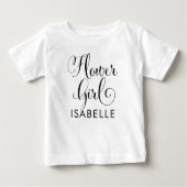 Blumenmädchen Schwarz Moderne Skripte Custom Weddi Baby T-shirt (Vorderseite)