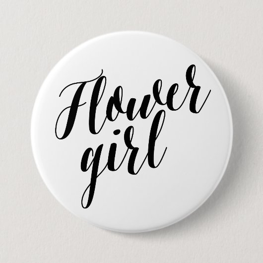 Blumenmädchen Schwarze Schrift Knopf Button (Vorderseite)