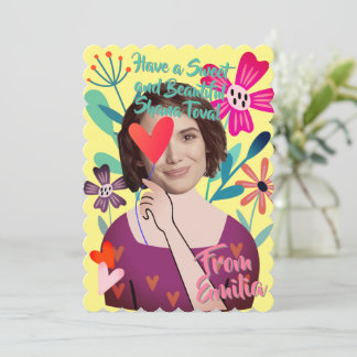 Blumenmädchen Shana Tove Schön Original und Arti Feiertagskarte