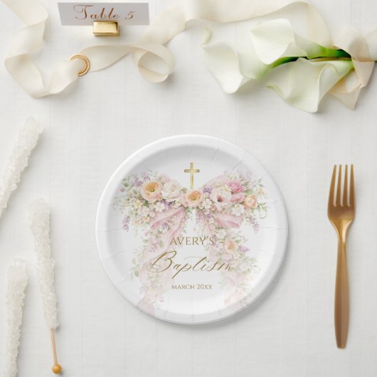 Blumenmädchen-Tauf-Blumenbogen Pappteller (Hochzeit)