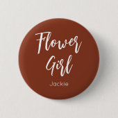 Blumenmädchen Terrakotta Braune Hochzeitsknöpfe Button (Vorderseite)