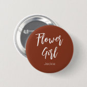 Blumenmädchen Terrakotta Braune Hochzeitsknöpfe Button (Vorne & Hinten)