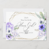 Blumenmädchen | Violet Anemone Floral Einladung (Vorderseite)