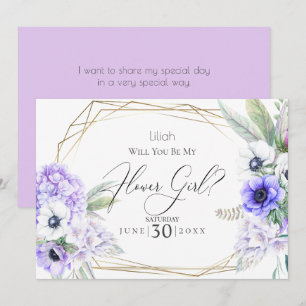 Blumenmädchen   Violette Anemonen Blumen Einladung