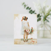 Blumenmädchen-Wasserfarbillustration Postkarte (Stehend Vorderseite)