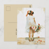 Blumenmädchen-Wasserfarbillustration Postkarte (Vorne/Hinten)
