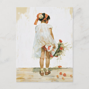 Blumenmädchen-Wasserfarbillustration Postkarte
