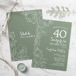 Blumenmagazin Grün Überraschung 40. Geburtstag Par Einladung<br><div class="desc">Blumenmagazin Grün Überraschung 40. Geburtstag Party Einladung. Minimalistisches modernes Design mit botanischen Akzenten und Typografie-Script-Schriftart. Einfache Einladungskarte,  ideal für eine stilvolle weibliche Überraschungsfeier. Kann für jedes Alter angepasst werden.</div>
