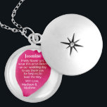 Blumenmagazin Medaillon<br><div class="desc">Flower Girl Locket mit Dankeschön zur Notiz über Blütengrafik,  die Sie personalisieren können. Fügen Sie eine echte Blüte und/oder Foto hinzu.</div>