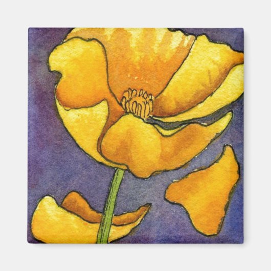 Blumenmagnet "Yellow Poppy" Magnet (Vorne)