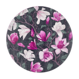 Blumenmagnolien: Vintage Pastellmuster Schneidebrett