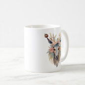 BlumenMajestät: Hirsch mit Blüten und Federn Kaffeetasse (VorderseiteRechts)