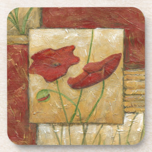 Blumenmalerei mit sichtbaren Bürsten-Anschlägen Getränkeuntersetzer