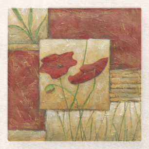 Blumenmalerei mit sichtbaren Bürsten-Anschlägen Glasuntersetzer