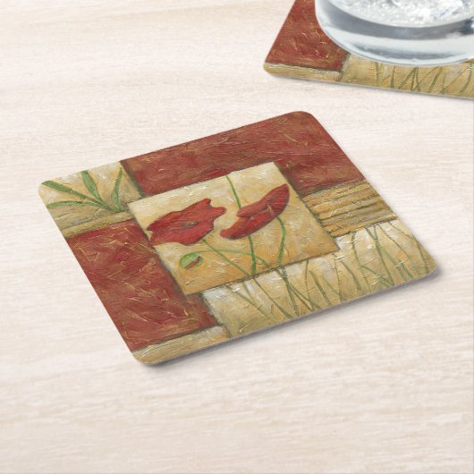 Blumenmalerei mit sichtbaren Bürsten-Anschlägen Rechteckiger Pappuntersetzer (angewinkelt)