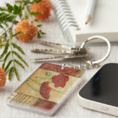 Blumenmalerei mit sichtbaren Bürsten-Anschlägen Schlüsselanhänger (Vorderseite rechts)