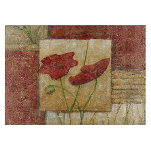 Blumenmalerei mit sichtbaren Bürsten-Anschlägen Schneidebrett (Vorderseite)